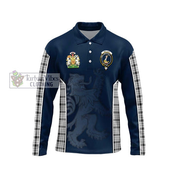 Wallace Dress Tartan Long Sleeve Polo Shirt with Family Crest and Lion Rampant Vibes Sport Style