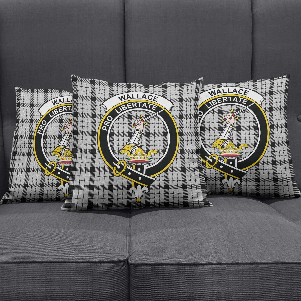 Wallace Dress Tartan Pillow Cover with Family Crest Square Pillow Cover - Tartanvibesclothing