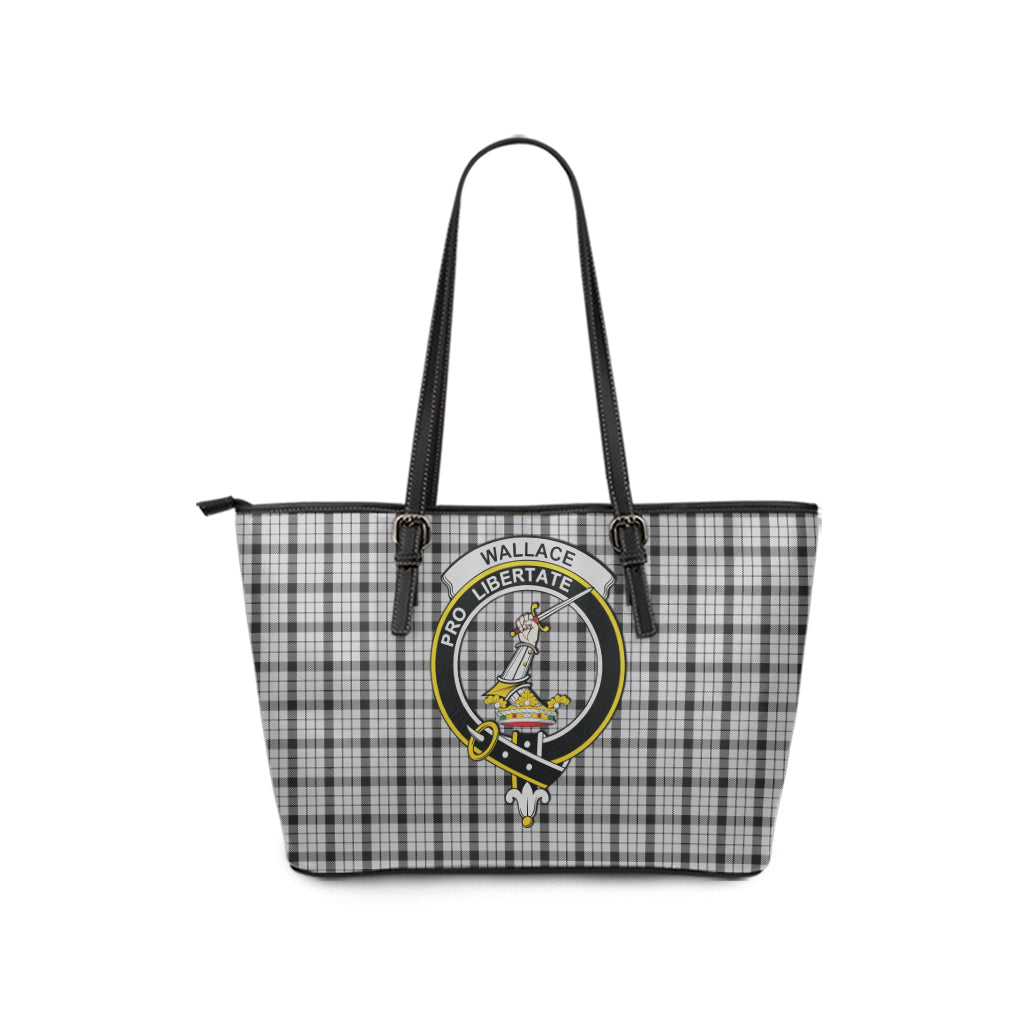 Wallace Dress Tartan Leather Tote Bag with Family Crest - Tartan Vibes Clothing