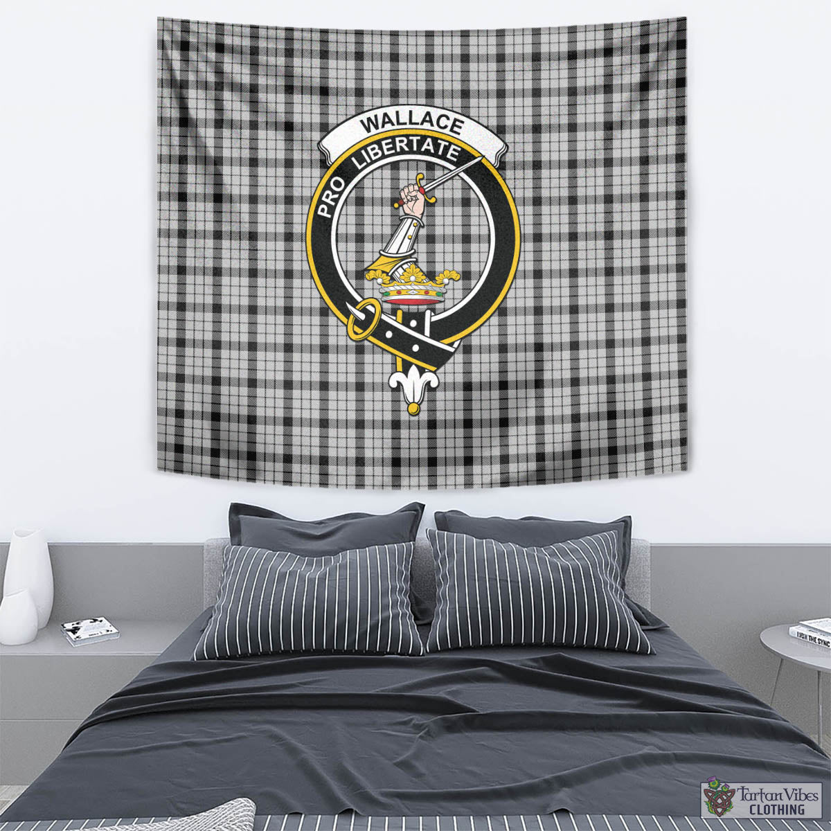 Tartan Vibes Clothing Wallace Dress Tartan Tapestry Wall Hanging and Home Decor for Room with Family Crest