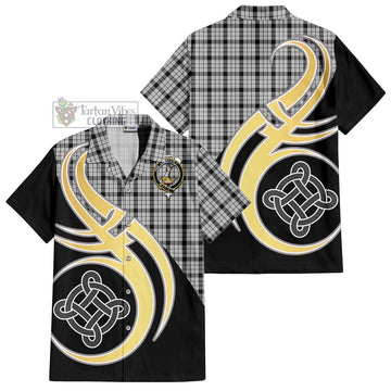 Wallace Dress Tartan Short Sleeve Button Shirt with Family Crest and Celtic Symbol Style