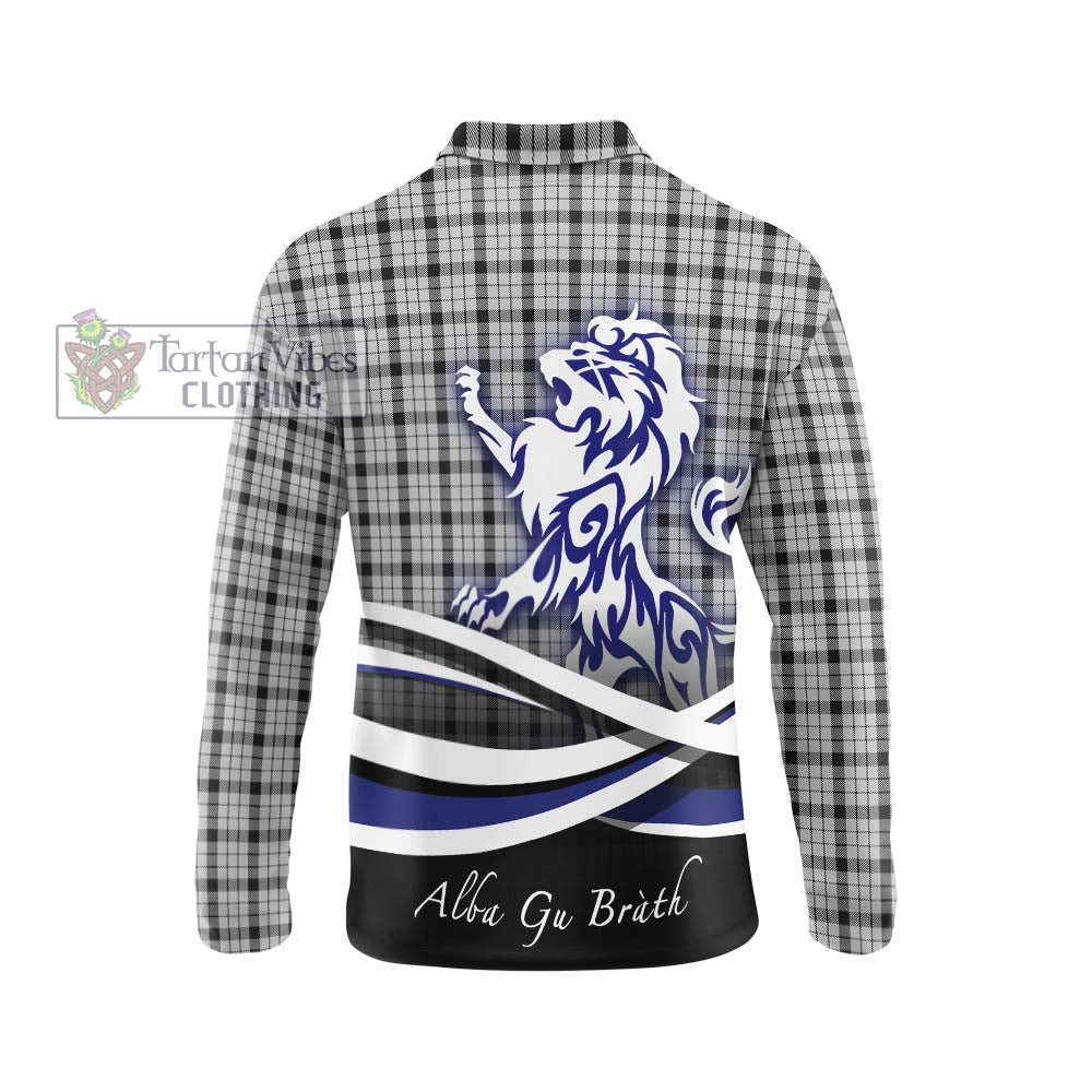 Wallace Dress Tartan Long Sleeve Polo Shirt with Alba Gu Brath Regal Lion Emblem - Tartanvibesclothing Shop