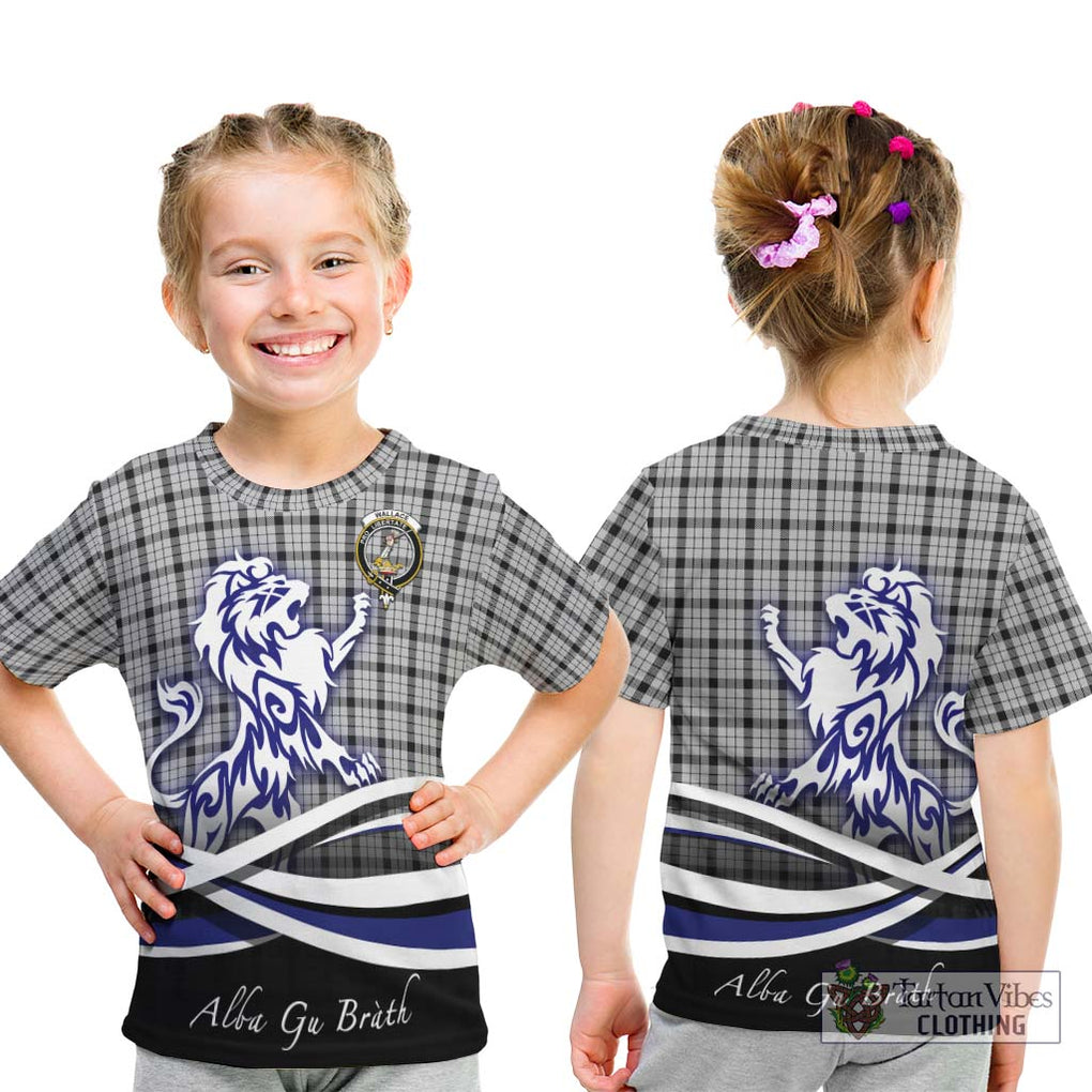 Wallace Dress Tartan Kid T-Shirt with Alba Gu Brath Regal Lion Emblem - Tartanvibesclothing Shop