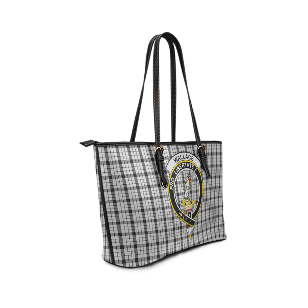 Wallace Dress Tartan Leather Tote Bag with Family Crest - Tartan Vibes Clothing