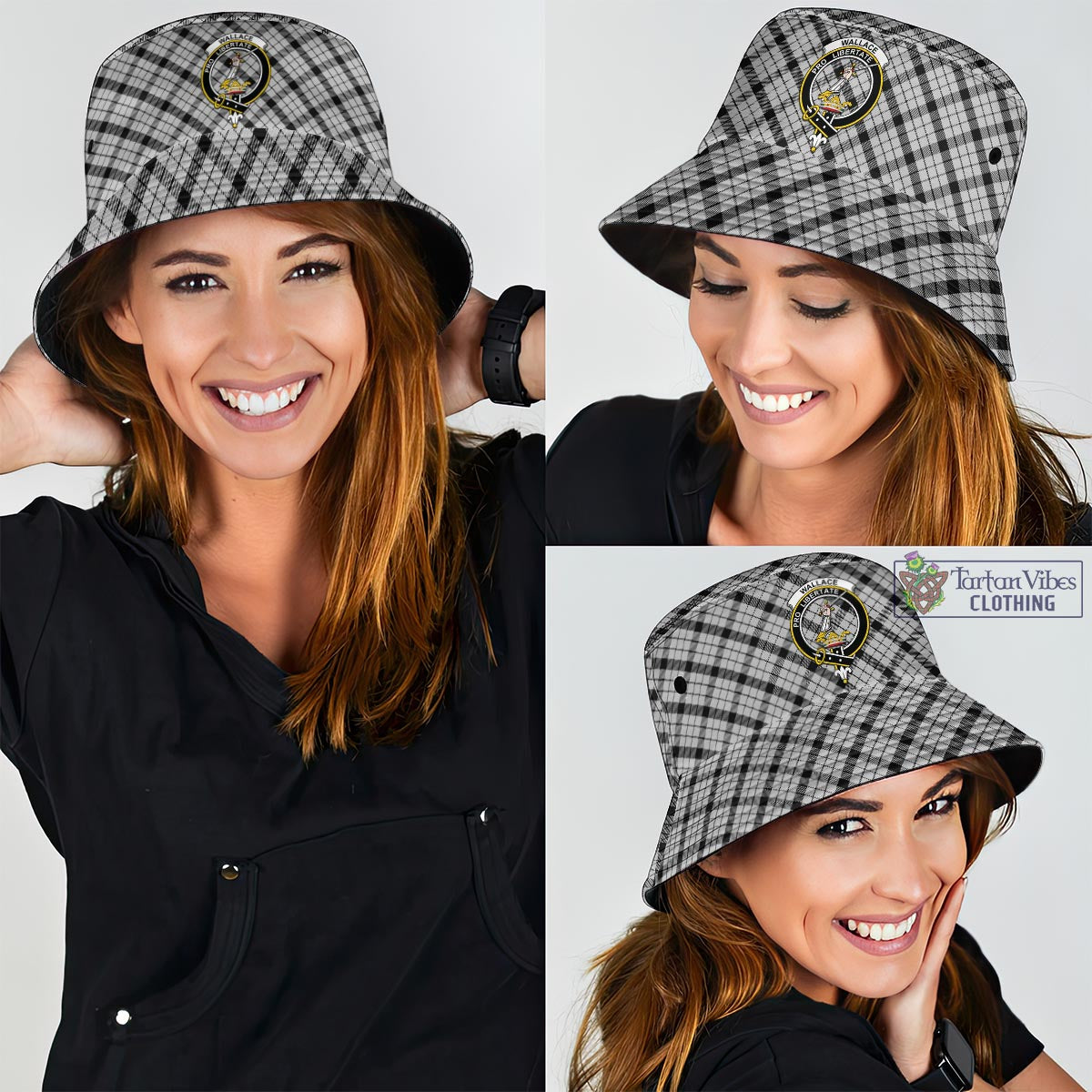 Tartan Vibes Clothing Wallace Dress Tartan Bucket Hat with Family Crest