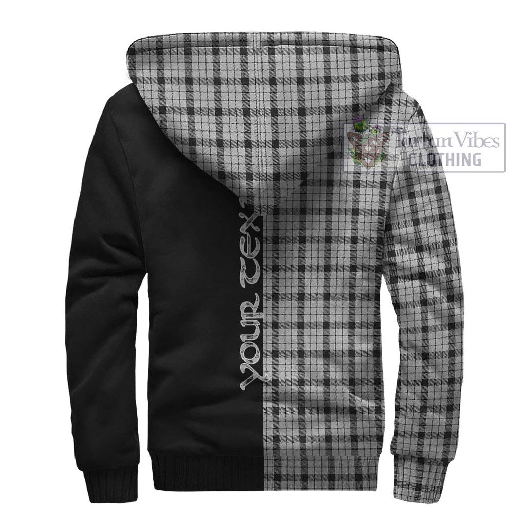 Wallace Dress Tartan Sherpa Hoodie with Family Crest and Half Of Me Style - Tartanvibesclothing Shop