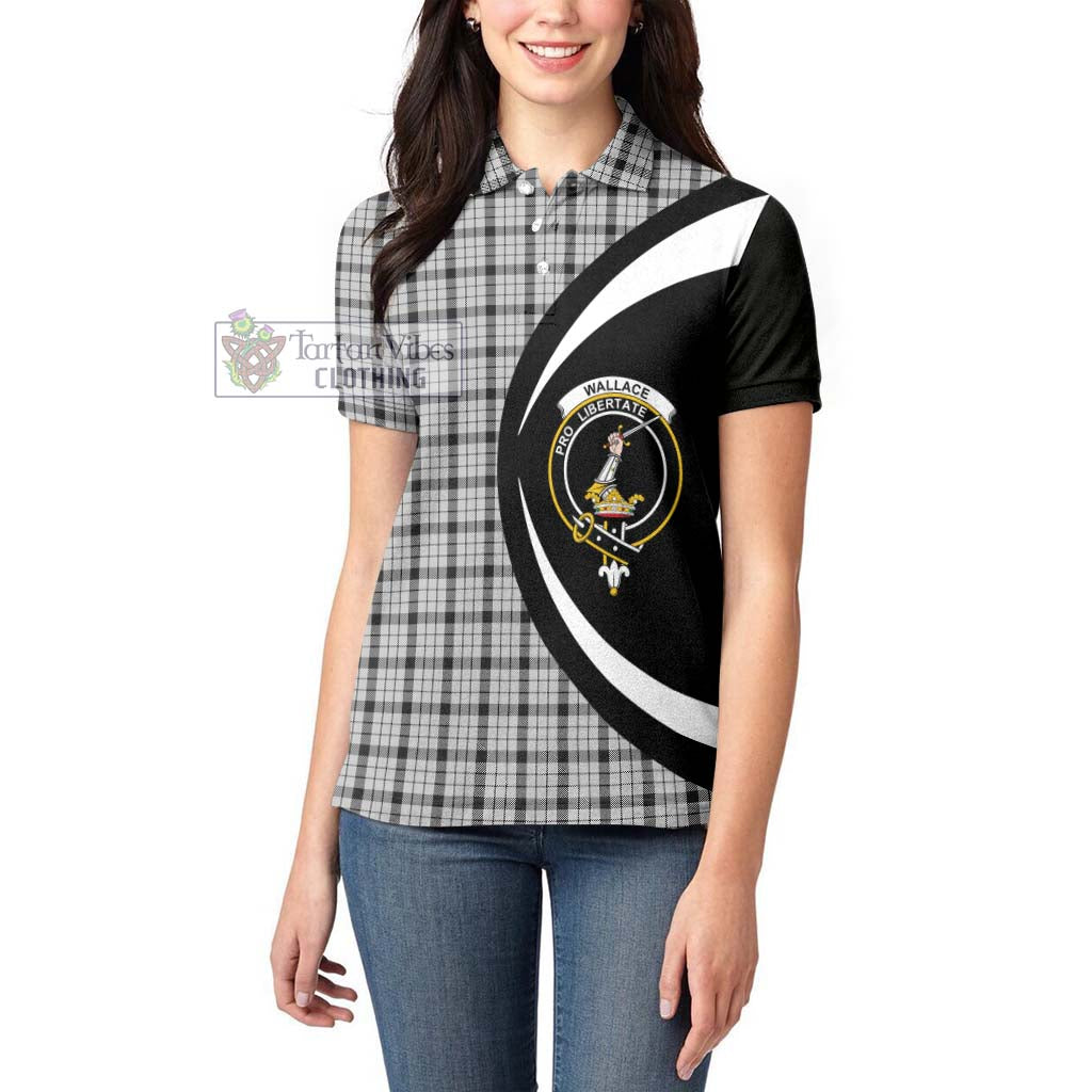 Tartan Vibes Clothing Wallace Dress Tartan Women's Polo Shirt with Family Crest Circle Style