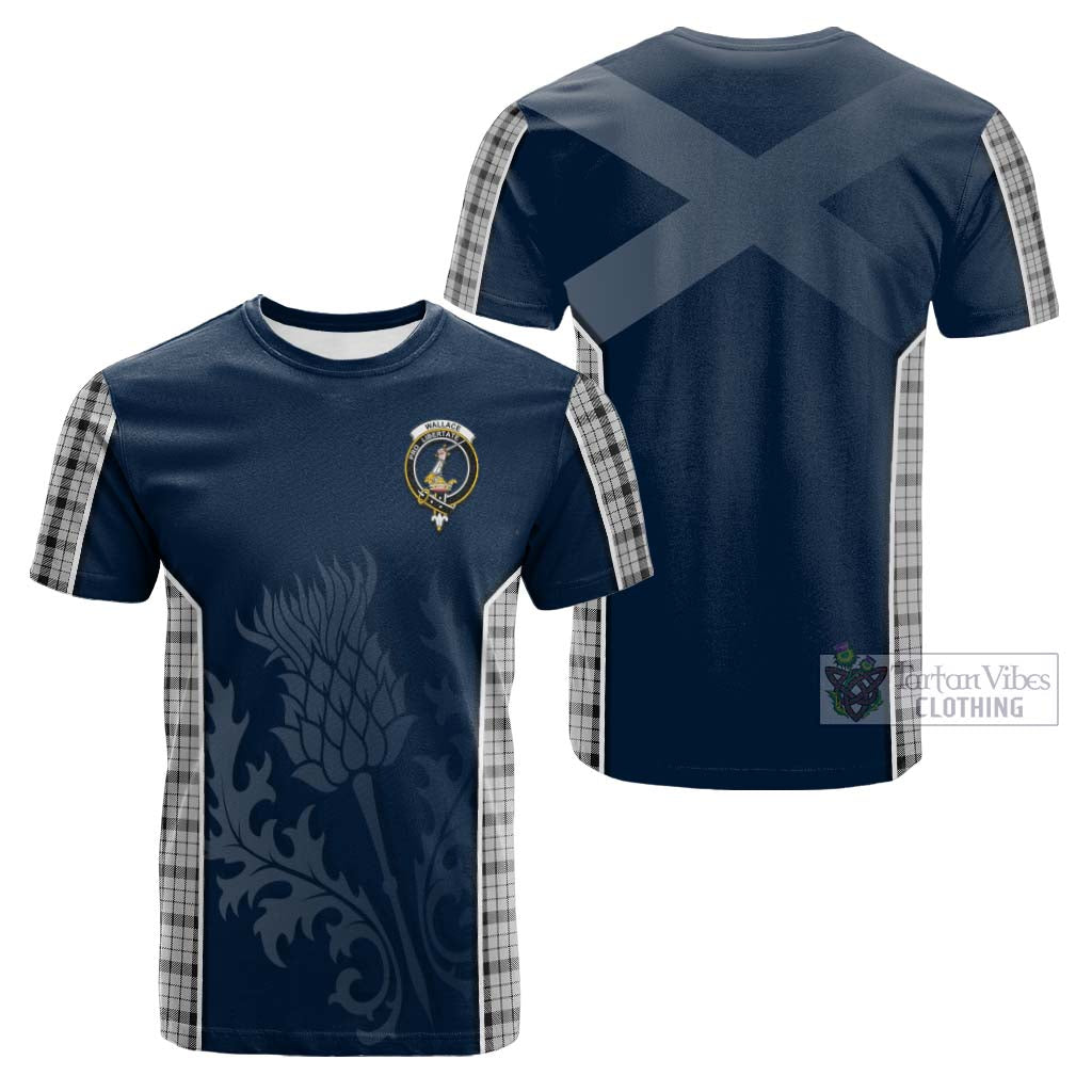 Tartan Vibes Clothing Wallace Dress Tartan Cotton T-shirt with Family Crest and Scottish Thistle Vibes Sport Style