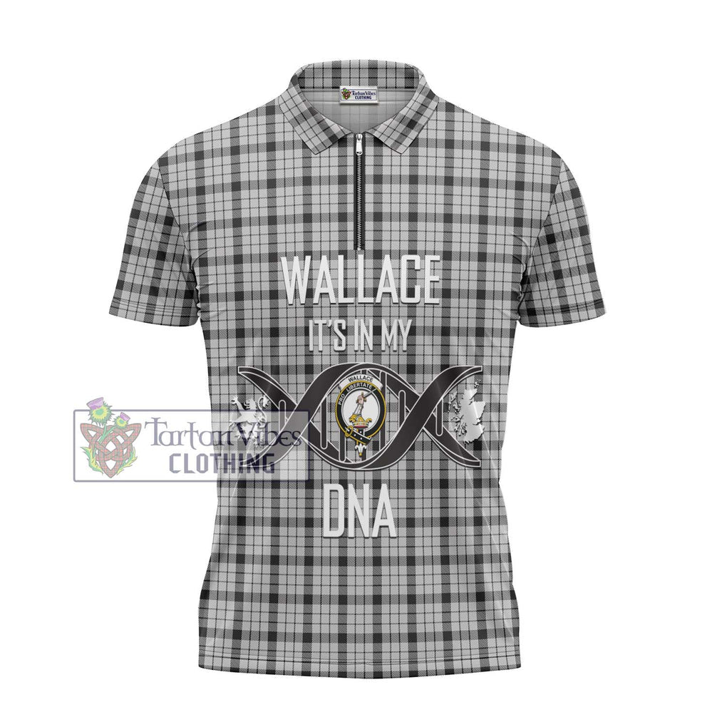 Wallace Dress Tartan Zipper Polo Shirt with Family Crest DNA In Me Style - Tartanvibesclothing Shop