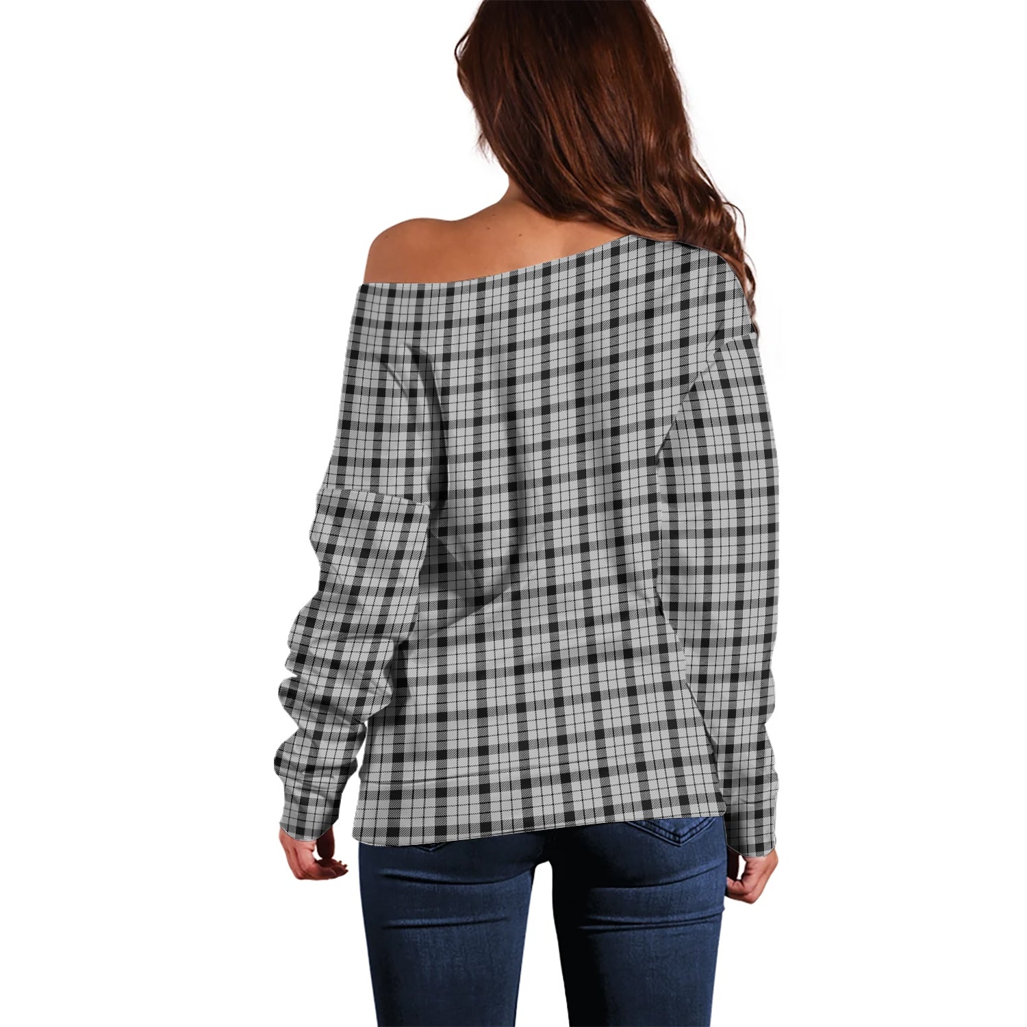 Wallace Dress Tartan Off Shoulder Women Sweater with Family Crest - Tartanvibesclothing Shop