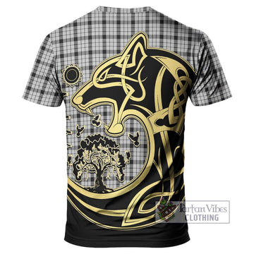 Wallace Dress Tartan T-Shirt with Family Crest Celtic Wolf Style