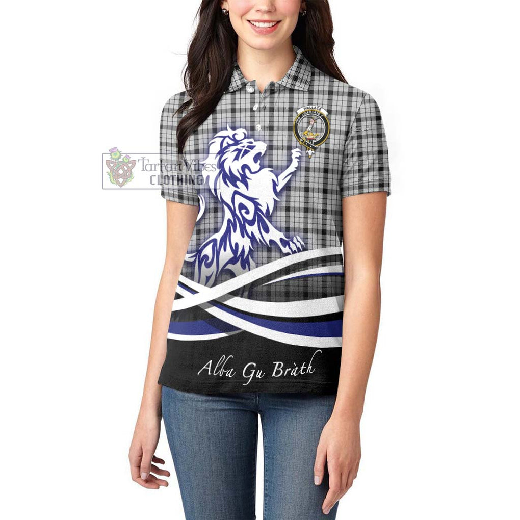 Wallace Dress Tartan Women's Polo Shirt with Alba Gu Brath Regal Lion Emblem - Tartanvibesclothing Shop