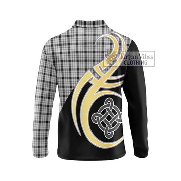 Wallace Dress Tartan Long Sleeve Polo Shirt with Family Crest and Celtic Symbol Style