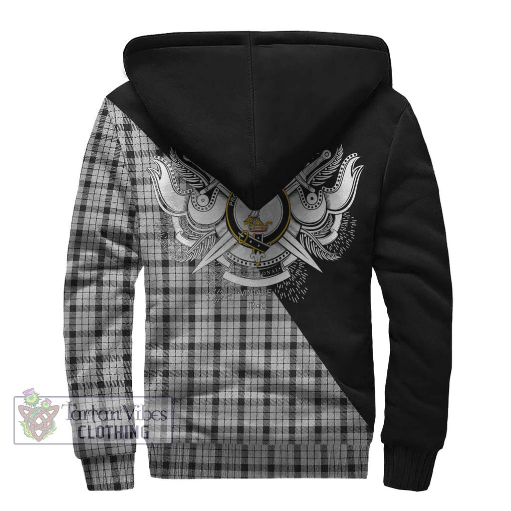 Wallace Dress Tartan Sherpa Hoodie with Family Crest and Military Logo Style - Tartanvibesclothing Shop