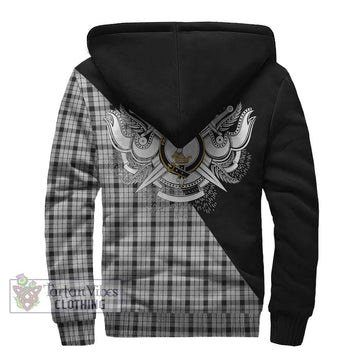 Wallace Dress Tartan Sherpa Hoodie with Family Crest and Military Logo Style