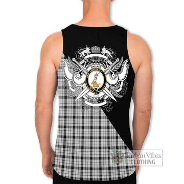 Wallace Dress Tartan Men's Tank Top with Family Crest and Military Logo Style