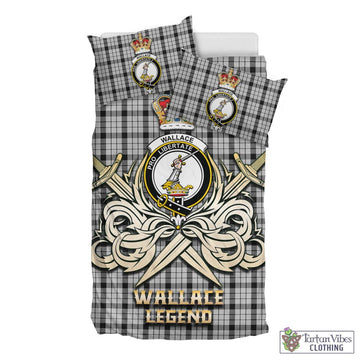 Wallace Dress Tartan Bedding Set with Clan Crest and the Golden Sword of Courageous Legacy