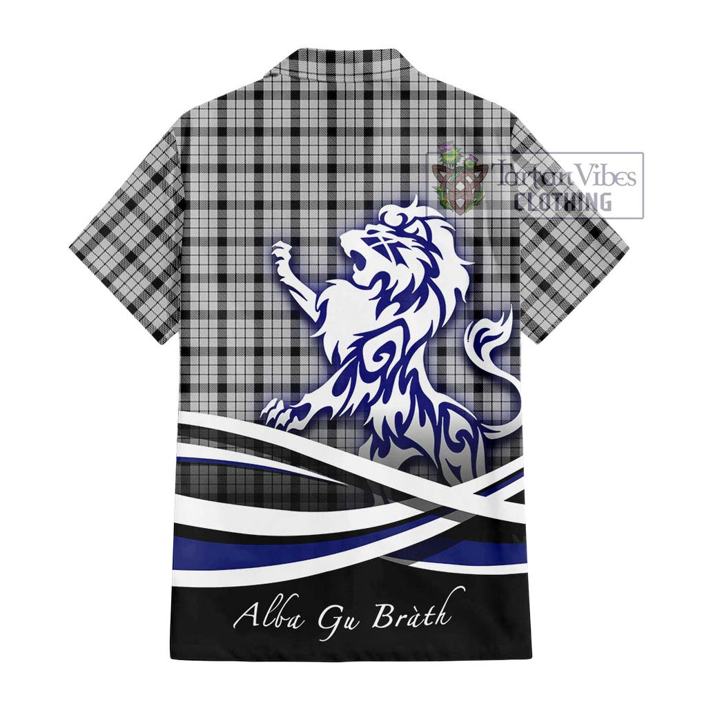 Wallace Dress Tartan Short Sleeve Button Shirt with Alba Gu Brath Regal Lion Emblem - Tartanvibesclothing Shop