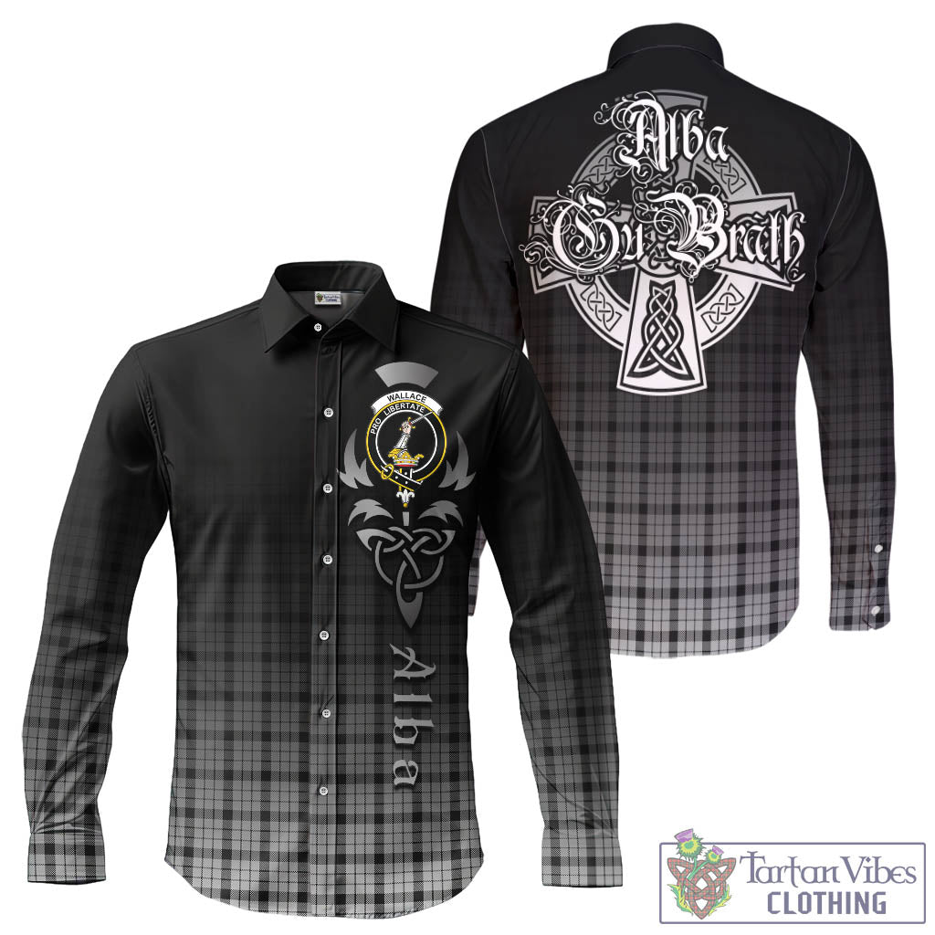 Tartan Vibes Clothing Wallace Dress Tartan Long Sleeve Button Up Featuring Alba Gu Brath Family Crest Celtic Inspired