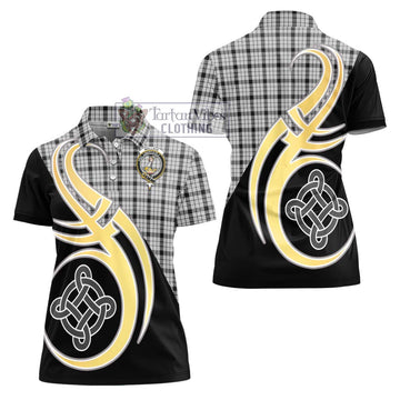 Wallace Dress Tartan Women's Polo Shirt with Family Crest and Celtic Symbol Style