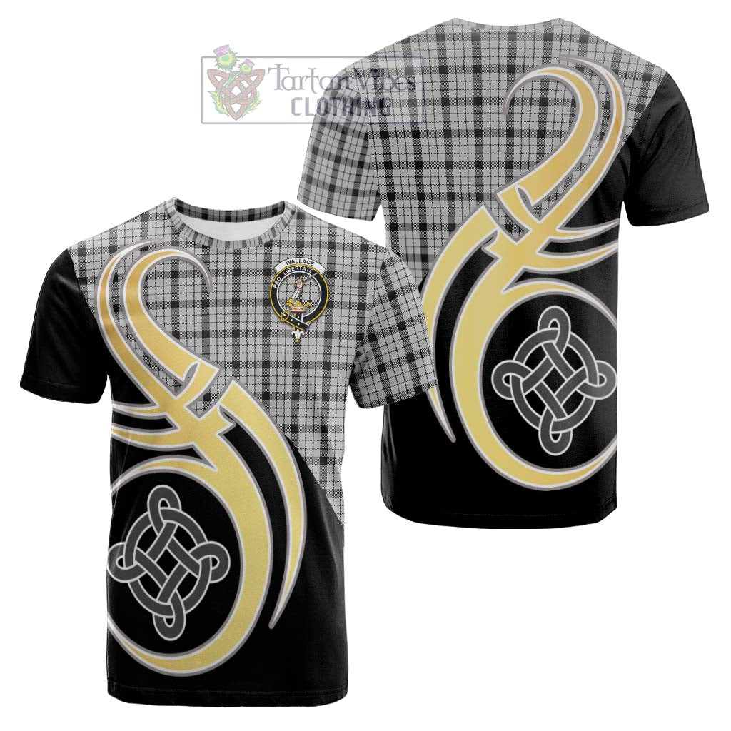 Tartan Vibes Clothing Wallace Dress Tartan Cotton T-shirt with Family Crest and Celtic Symbol Style