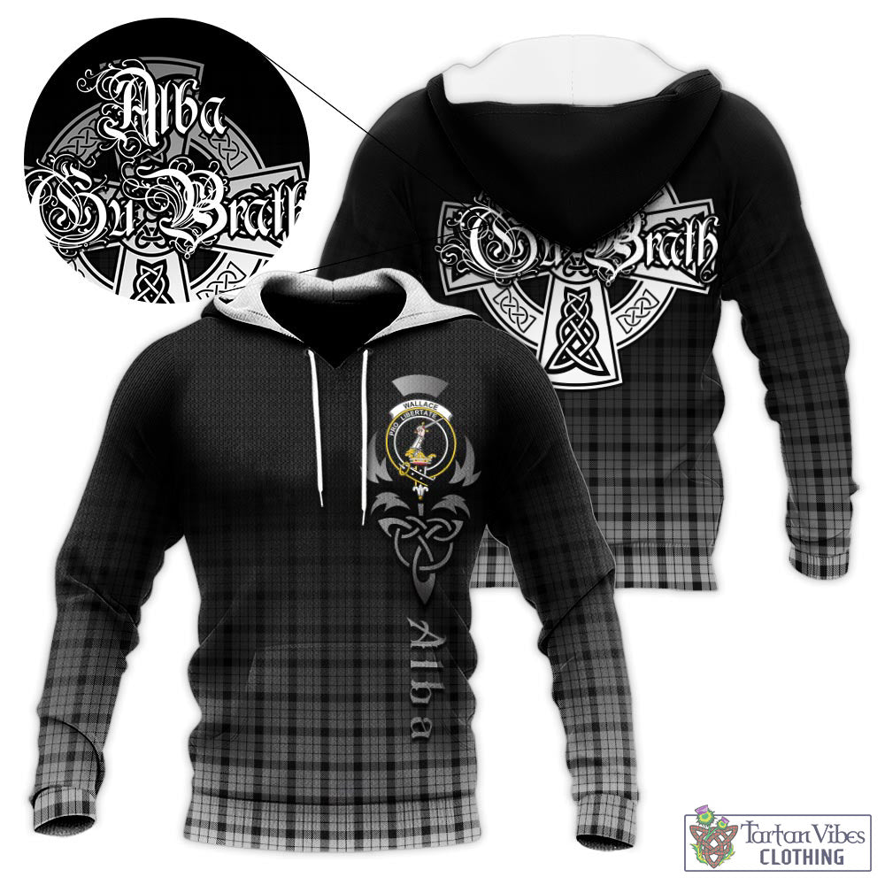 Tartan Vibes Clothing Wallace Dress Tartan Knitted Hoodie Featuring Alba Gu Brath Family Crest Celtic Inspired