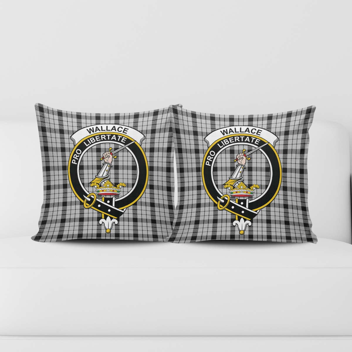 Wallace Dress Tartan Pillow Cover with Family Crest - Tartanvibesclothing