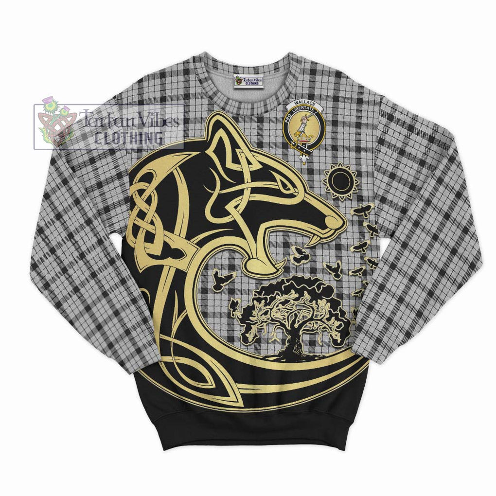 Wallace Dress Tartan Sweatshirt with Family Crest Celtic Wolf Style - Tartan Vibes Clothing