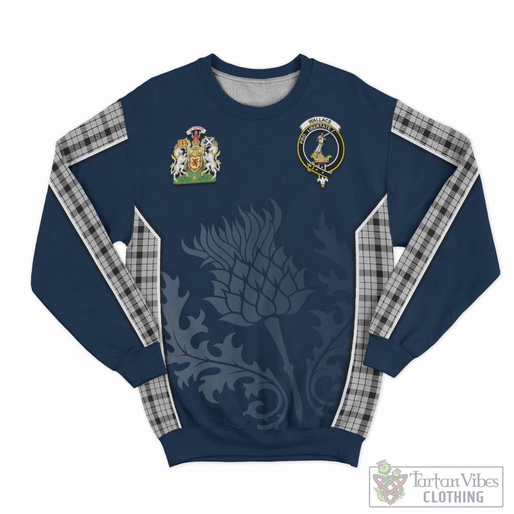 Tartan Vibes Clothing Wallace Dress Tartan Sweatshirt with Family Crest and Scottish Thistle Vibes Sport Style