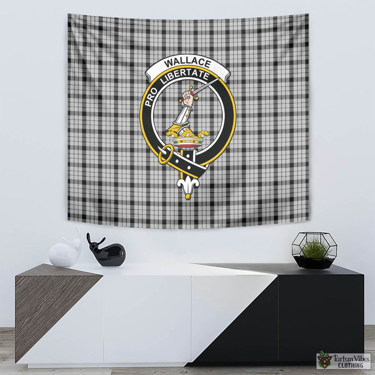 Tartan Vibes Clothing Wallace Dress Tartan Tapestry Wall Hanging and Home Decor for Room with Family Crest