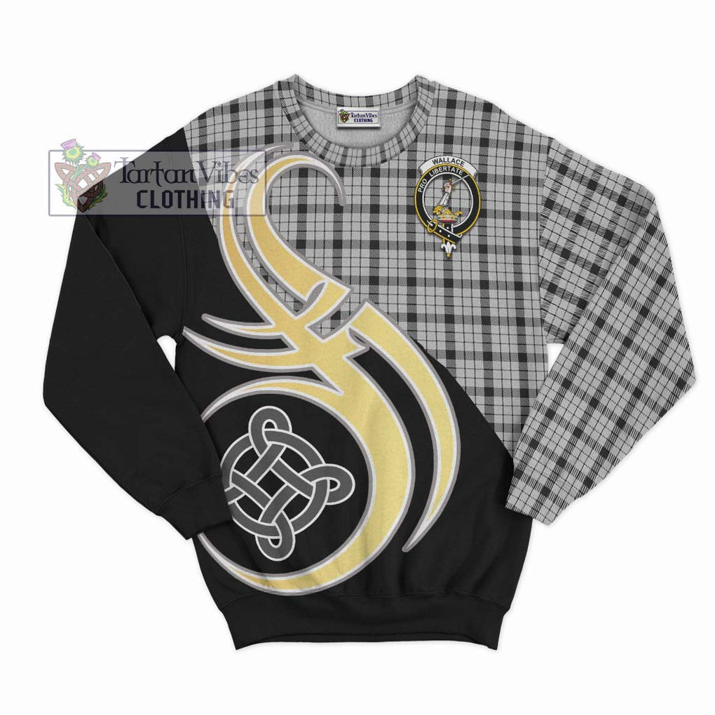 Wallace Dress Tartan Sweatshirt with Family Crest and Celtic Symbol Style - Tartan Vibes Clothing