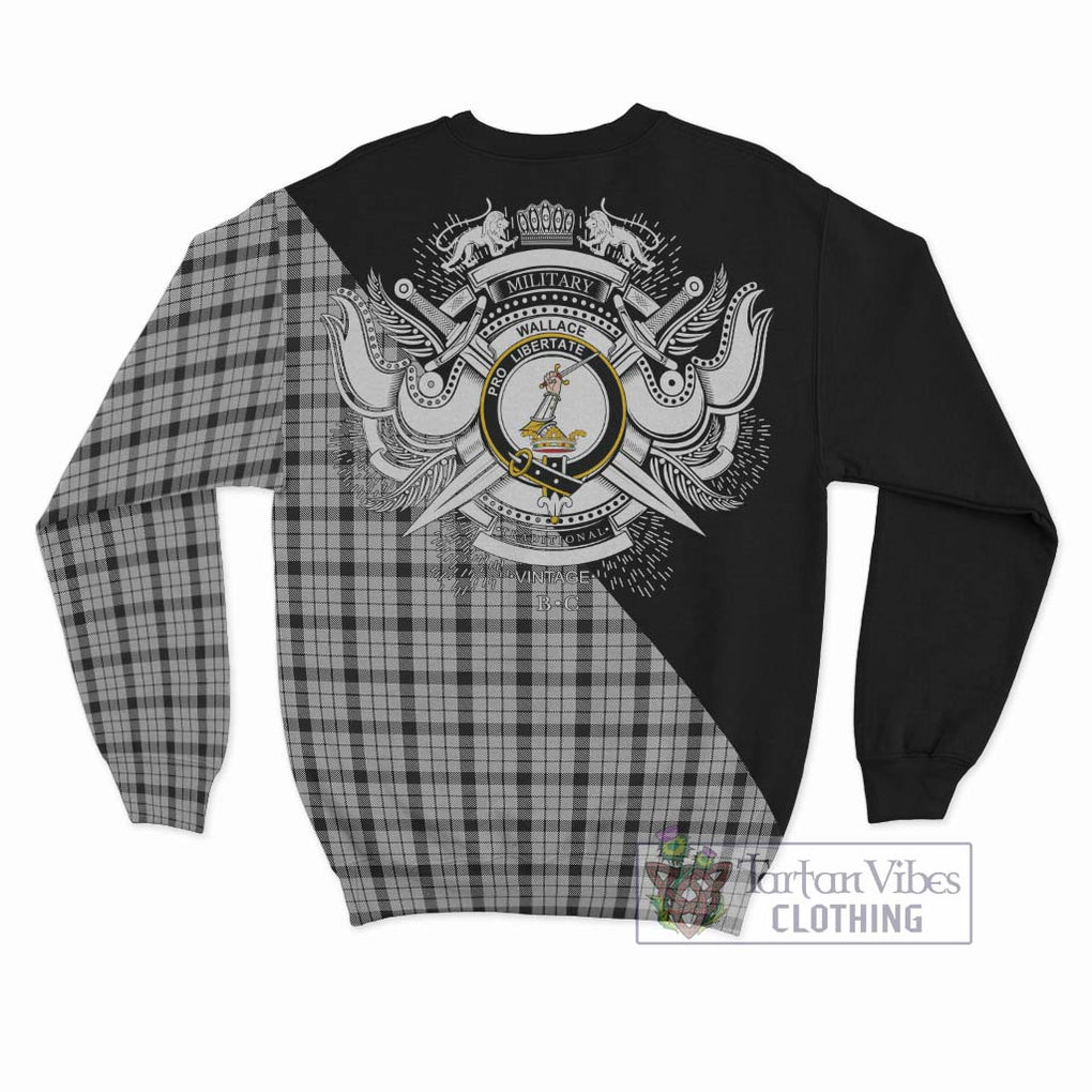 Wallace Dress Tartan Sweatshirt with Family Crest and Military Logo Style - Tartanvibesclothing Shop