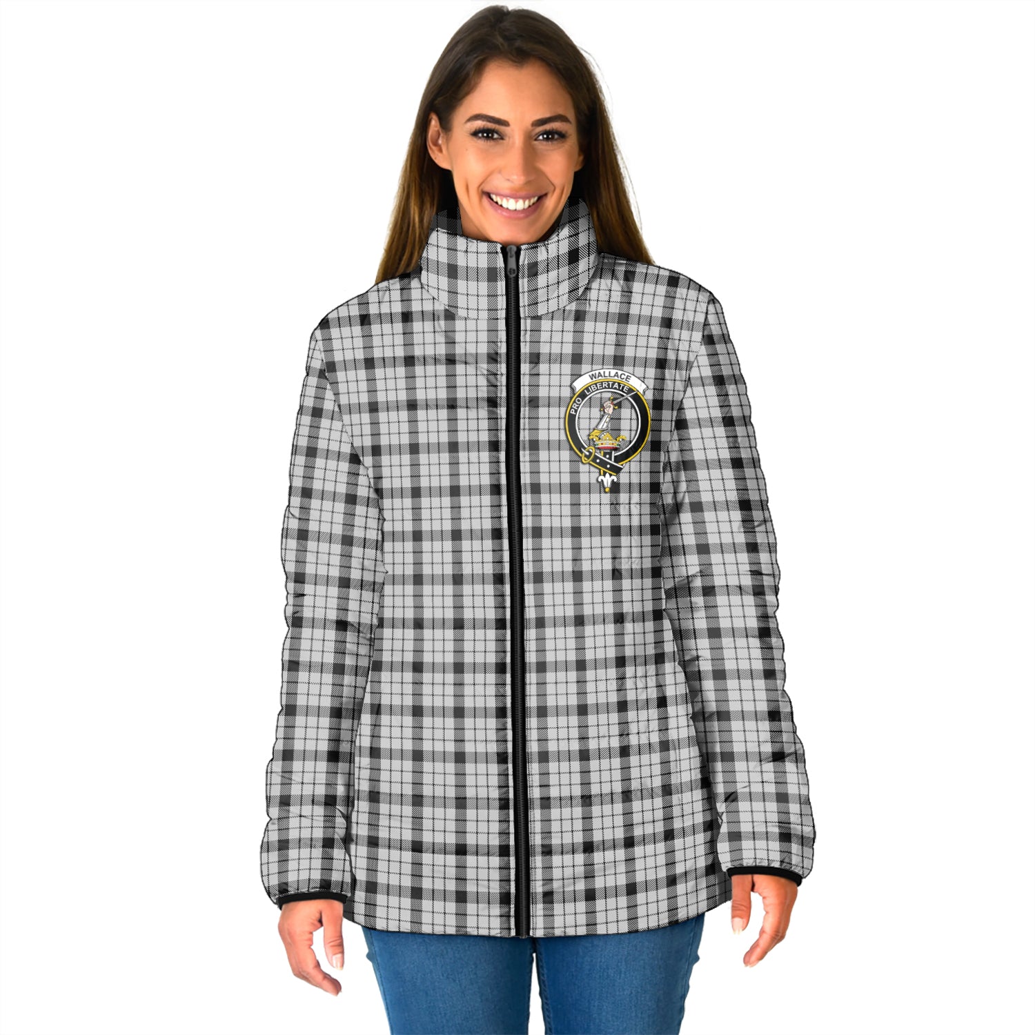 Wallace Dress Tartan Padded Jacket with Family Crest - Tartan Vibes Clothing