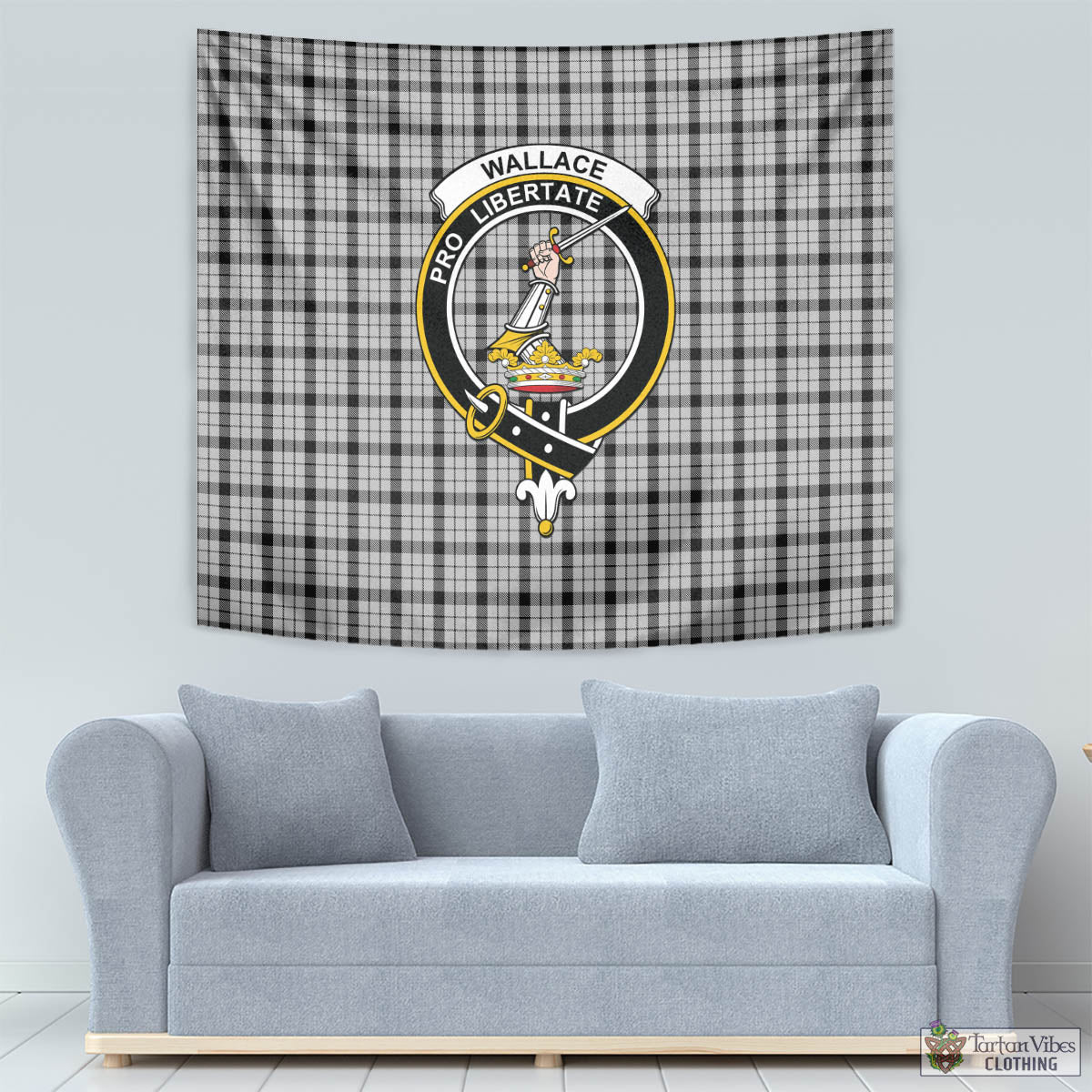 Tartan Vibes Clothing Wallace Dress Tartan Tapestry Wall Hanging and Home Decor for Room with Family Crest