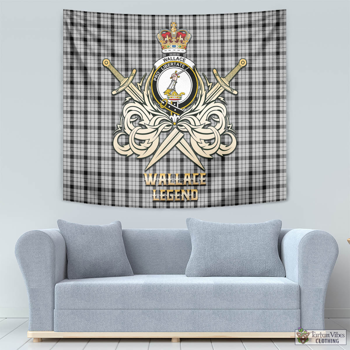 Tartan Vibes Clothing Wallace Dress Tartan Tapestry with Clan Crest and the Golden Sword of Courageous Legacy