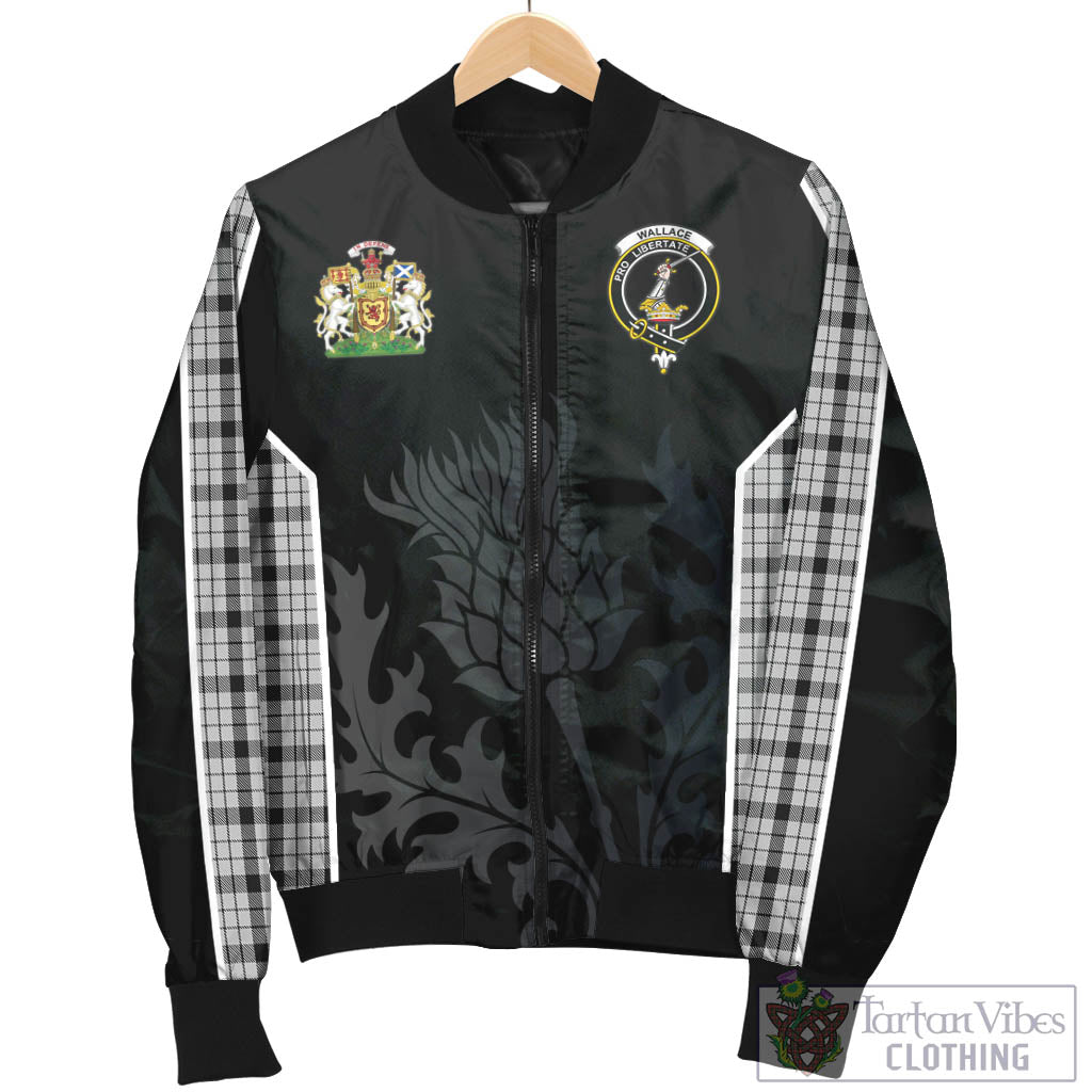 Tartan Vibes Clothing Wallace Dress Tartan Bomber Jacket with Family Crest and Scottish Thistle Vibes Sport Style