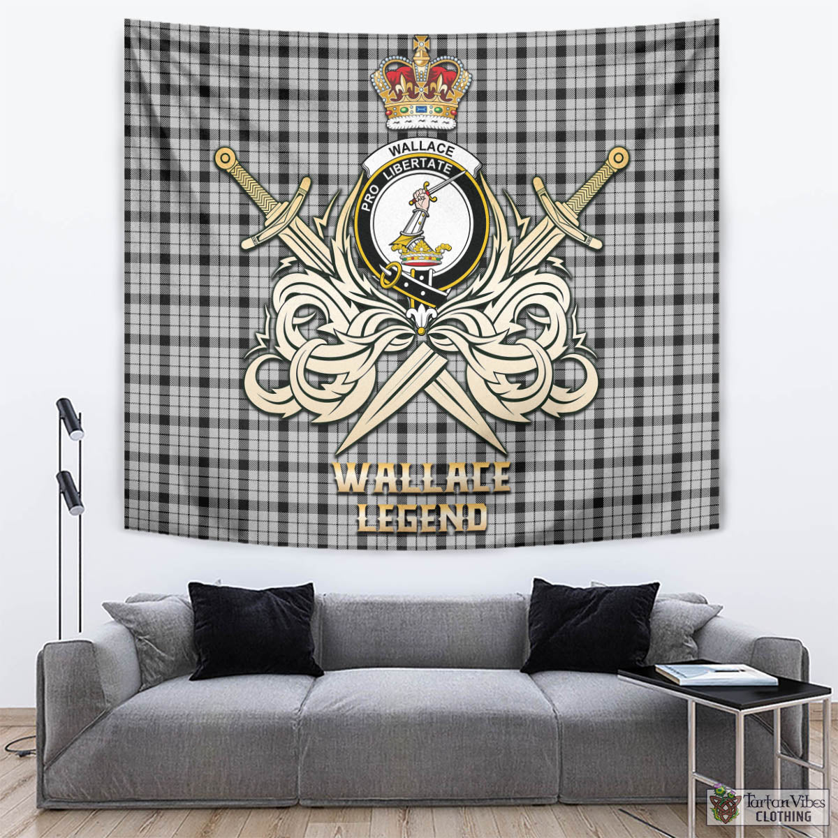 Tartan Vibes Clothing Wallace Dress Tartan Tapestry with Clan Crest and the Golden Sword of Courageous Legacy