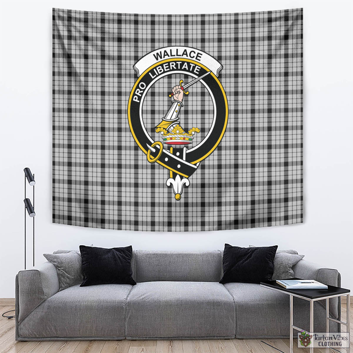 Tartan Vibes Clothing Wallace Dress Tartan Tapestry Wall Hanging and Home Decor for Room with Family Crest