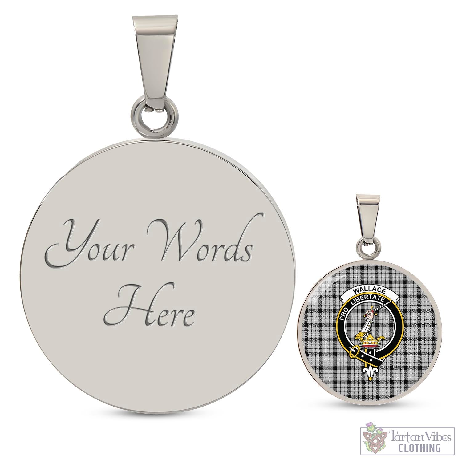 Tartan Vibes Clothing Wallace Dress Tartan Circle Necklace with Family Crest