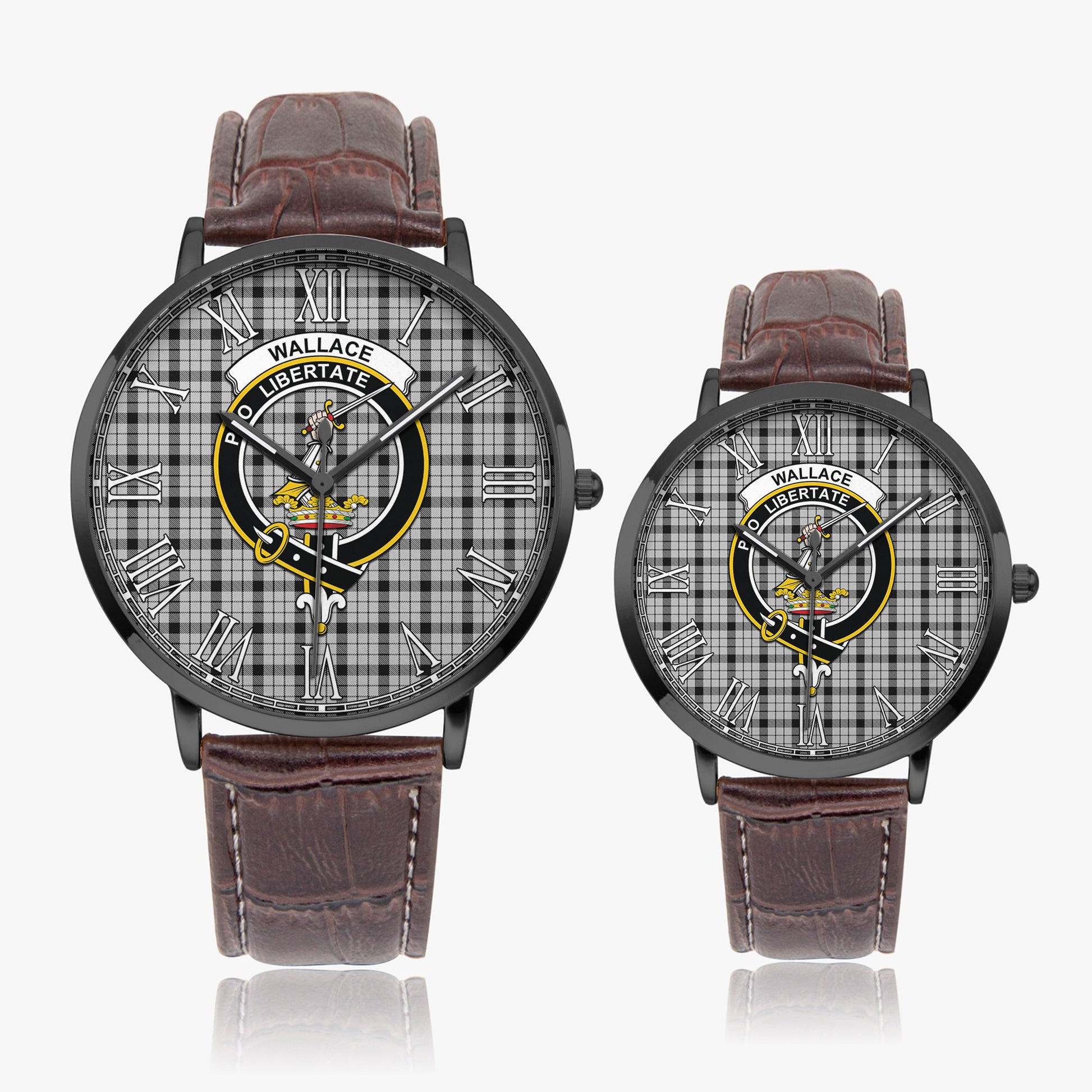 Wallace Dress Tartan Family Crest Leather Strap Quartz Watch - Tartanvibesclothing