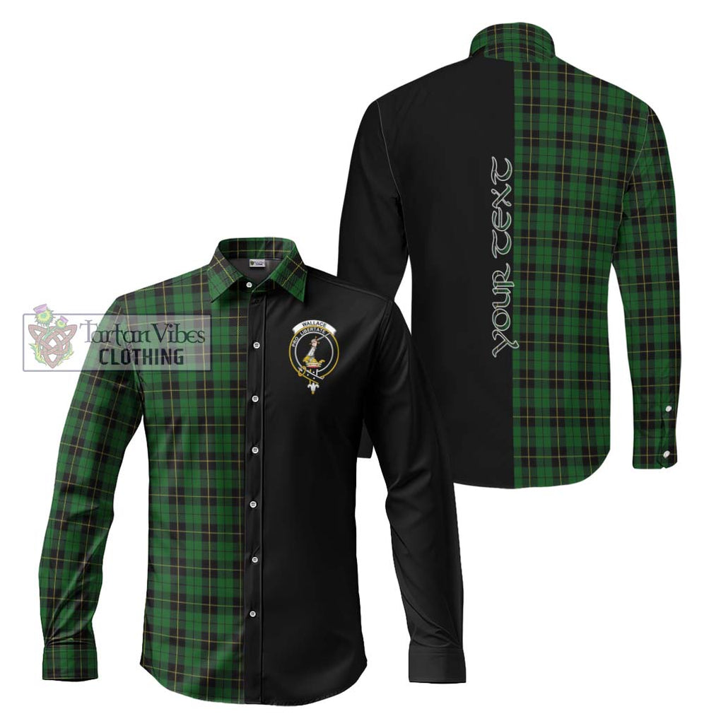 Wallace Hunting Tartan Long Sleeve Button Shirt with Family Crest and Half Of Me Style Men's Shirt S - Tartanvibesclothing Shop