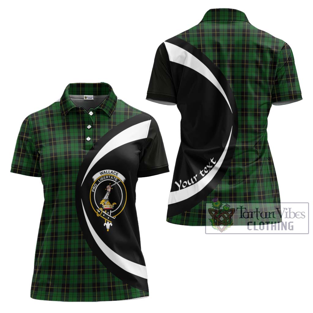 Tartan Vibes Clothing Wallace Hunting Tartan Women's Polo Shirt with Family Crest Circle Style