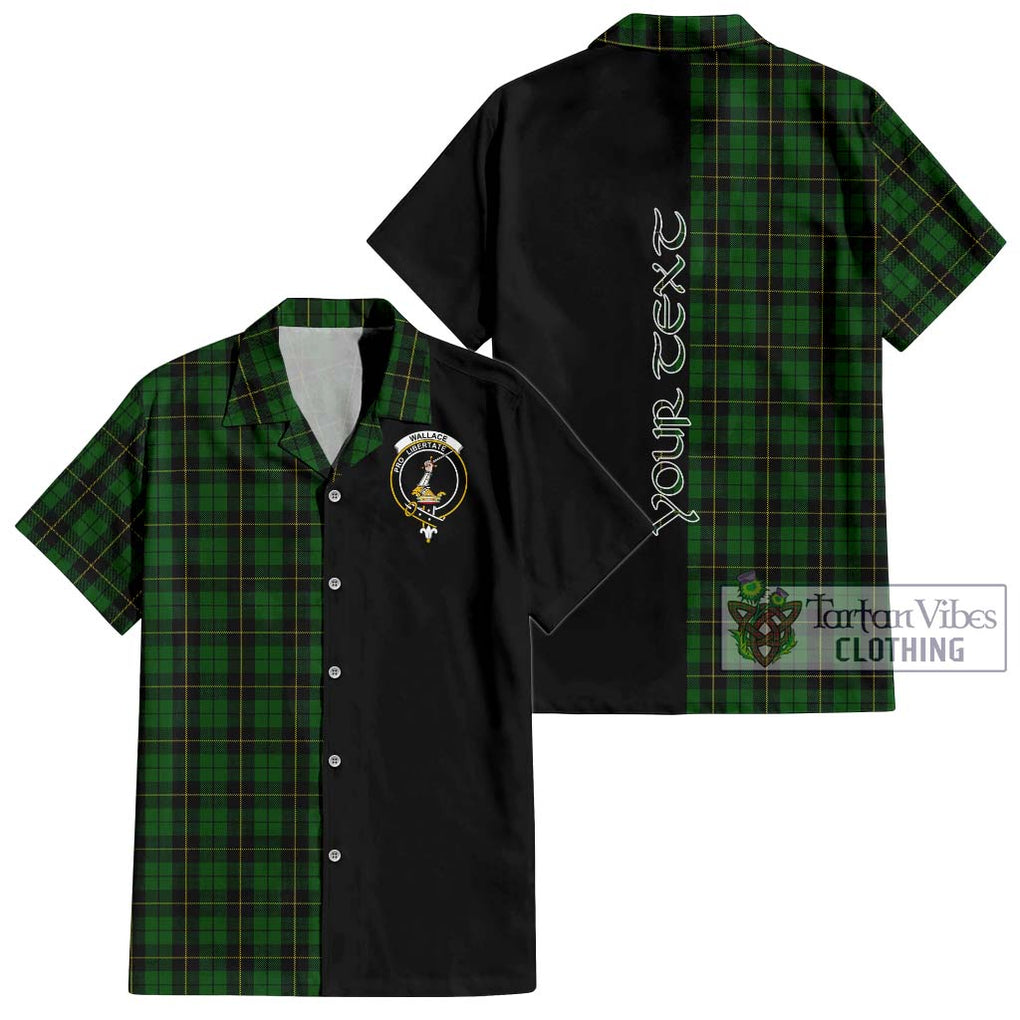 Wallace Hunting Tartan Short Sleeve Button Shirt with Family Crest and Half Of Me Style Kid - Tartanvibesclothing Shop