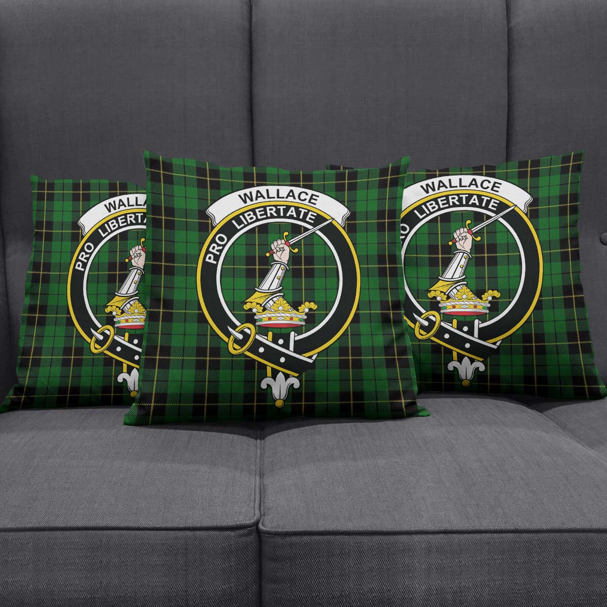 Wallace Hunting Tartan Pillow Cover with Family Crest Square Pillow Cover - Tartanvibesclothing