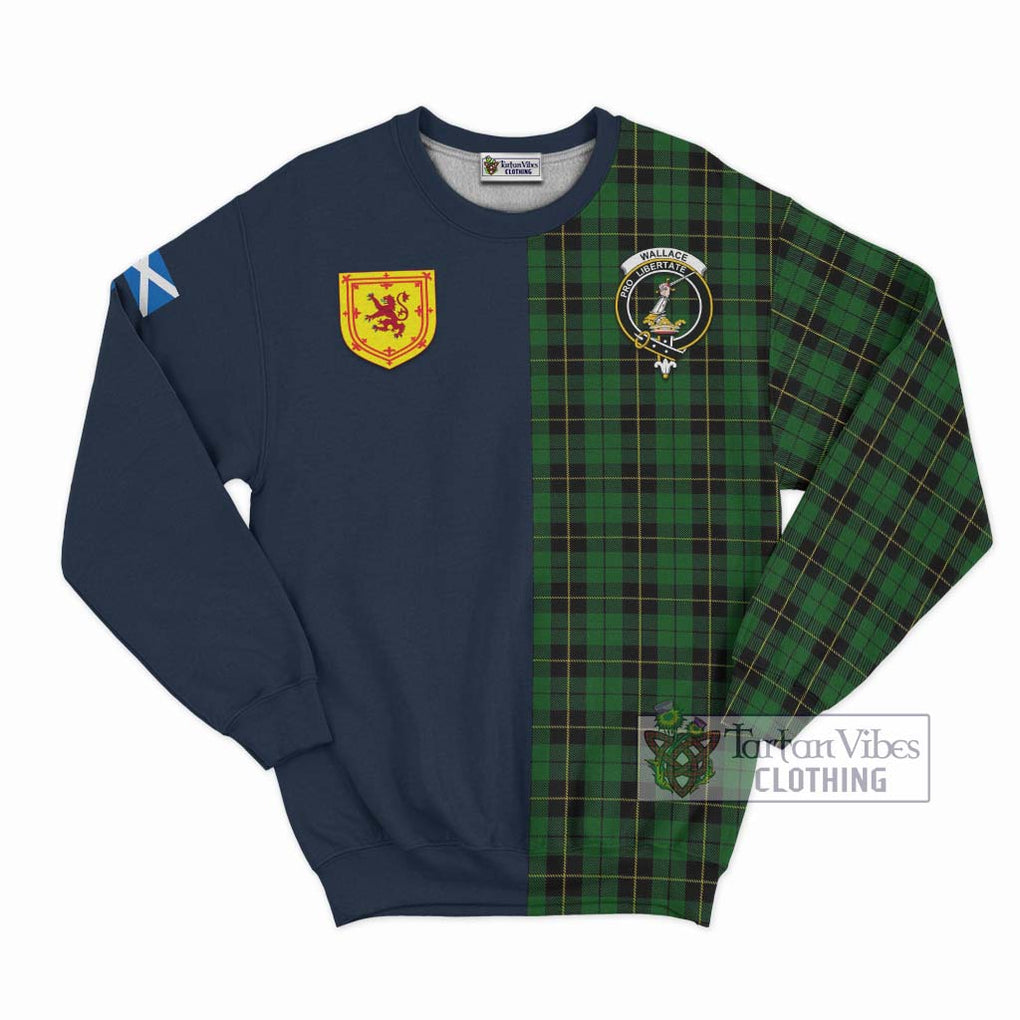 Tartan Vibes Clothing Wallace Hunting Tartan Sweatshirt with Scottish Lion Royal Arm Half Style