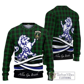 Wallace Hunting Tartan Ugly Sweater with Alba Gu Brath Regal Lion Emblem