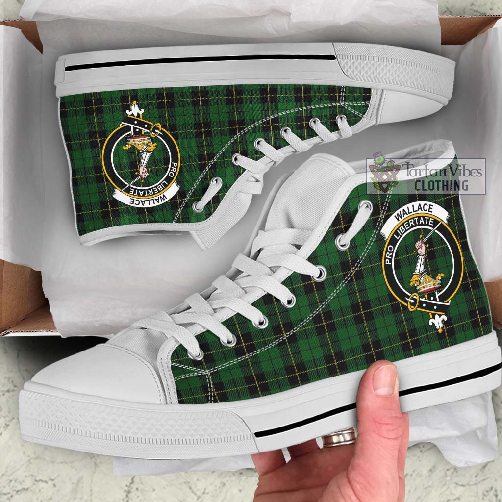 Tartan Vibes Clothing Wallace Hunting Tartan High Top Shoes with Family Crest