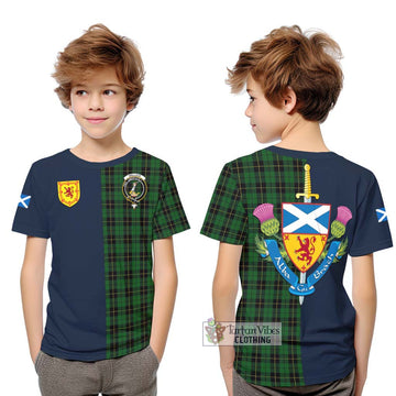 Wallace Hunting Tartan Kid T-Shirt Alba with Scottish Lion Royal Arm Half Style