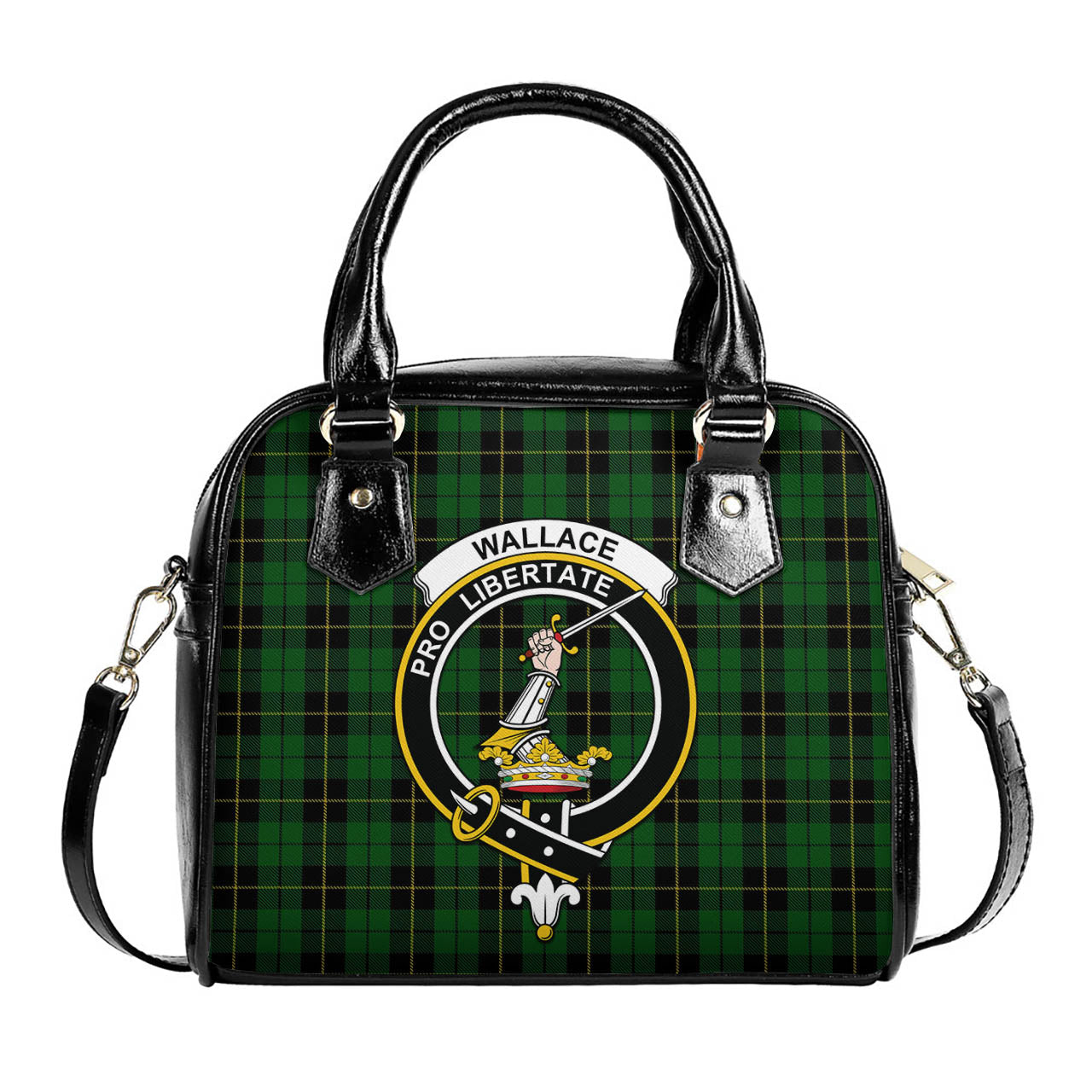 Wallace Hunting Tartan Shoulder Handbags with Family Crest One Size 6*25*22 cm - Tartanvibesclothing