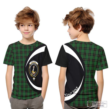 Wallace Hunting Tartan Kid T-Shirt with Family Crest Circle Style